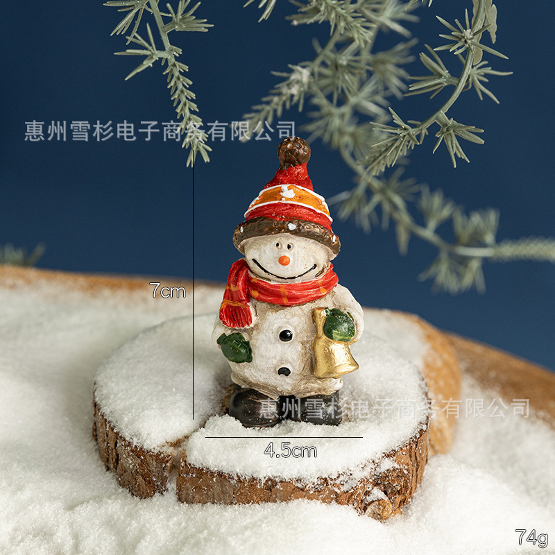圣诞节树脂摆件装饰品复古铃铛雪人桌面包袱老人橱窗造景家居装饰|undefined