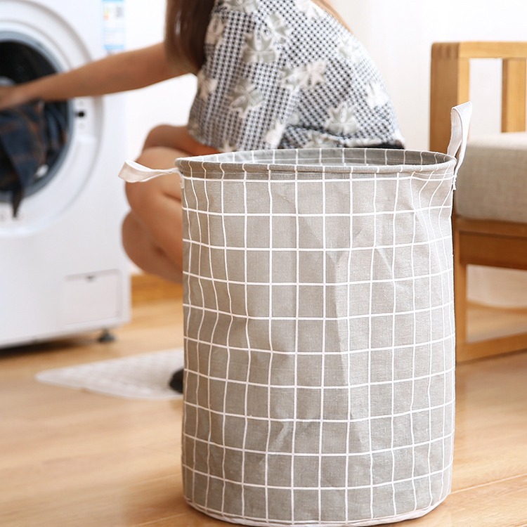 Cesto para ropa sucia plegable simple escandinavo, cesta de almacenamiento de tela resistente al moho y al desgaste, baño, dormitorio, cubo para ropa sucia de algodón y lino de doble propósito