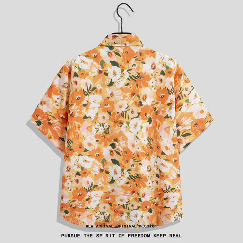 Hawaiian floral shirt beach set, summer thin version, Sanya tourism for men and women, couple size, loose casual five-pocket pants
