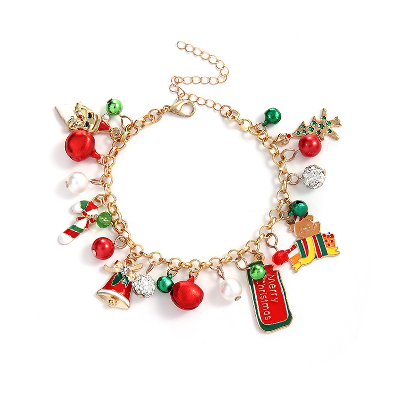 Navidad europea y americana transfronteriza nueva creativa de dibujos animados de Navidad pan de jengibre hombre de Navidad colgante de árbol de Navidad pulsera de aleación al por mayor image 16