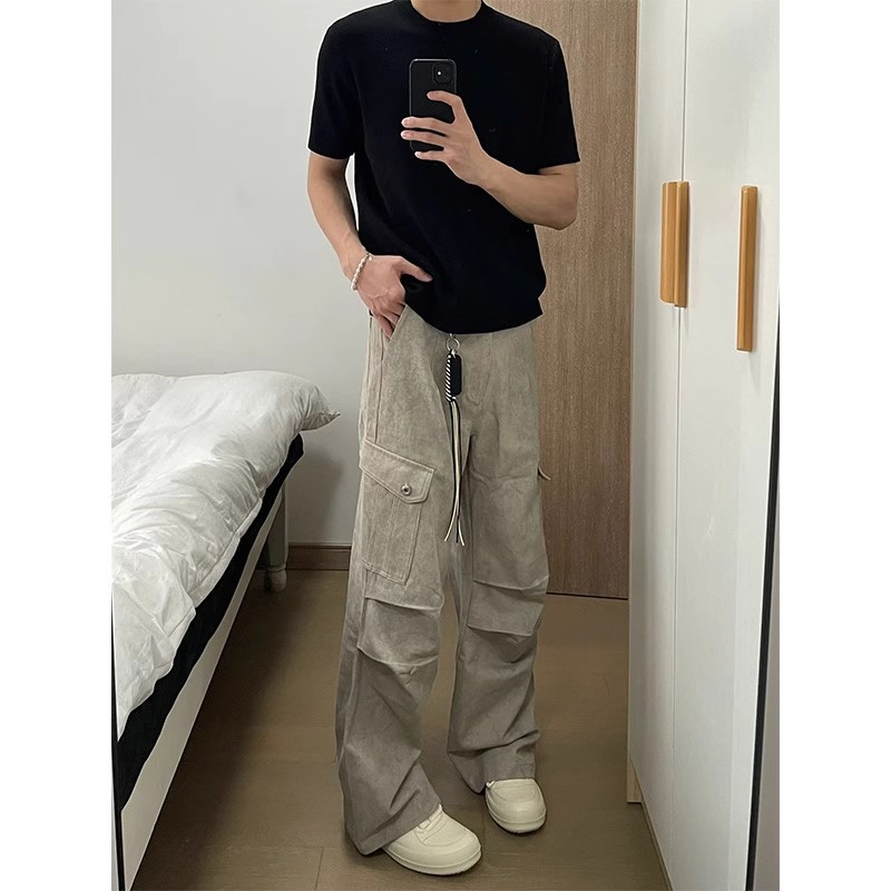 cleanfit dark pattern camouflage overalls men's spring and autumn American style paratrooper pants straight wide leg micro-pants