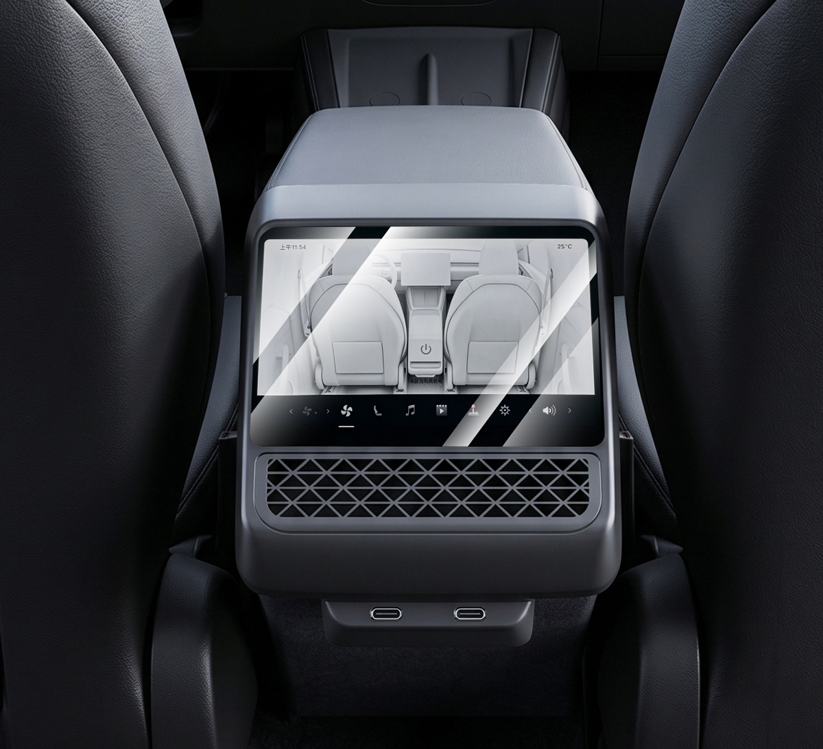 Suitable for Tesla Model Y Rear Screen Protective Cover Yl New Model 3 Air Outlet Tempered Film Cover Accessories Shell