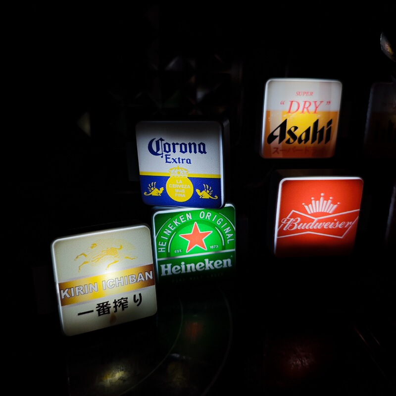 ビール飲料ライトサイン冷蔵庫マグネットクリエイティブシミュレーションミニドリンクトレイアサヒコーラ diy 穴ボード装飾|undefined