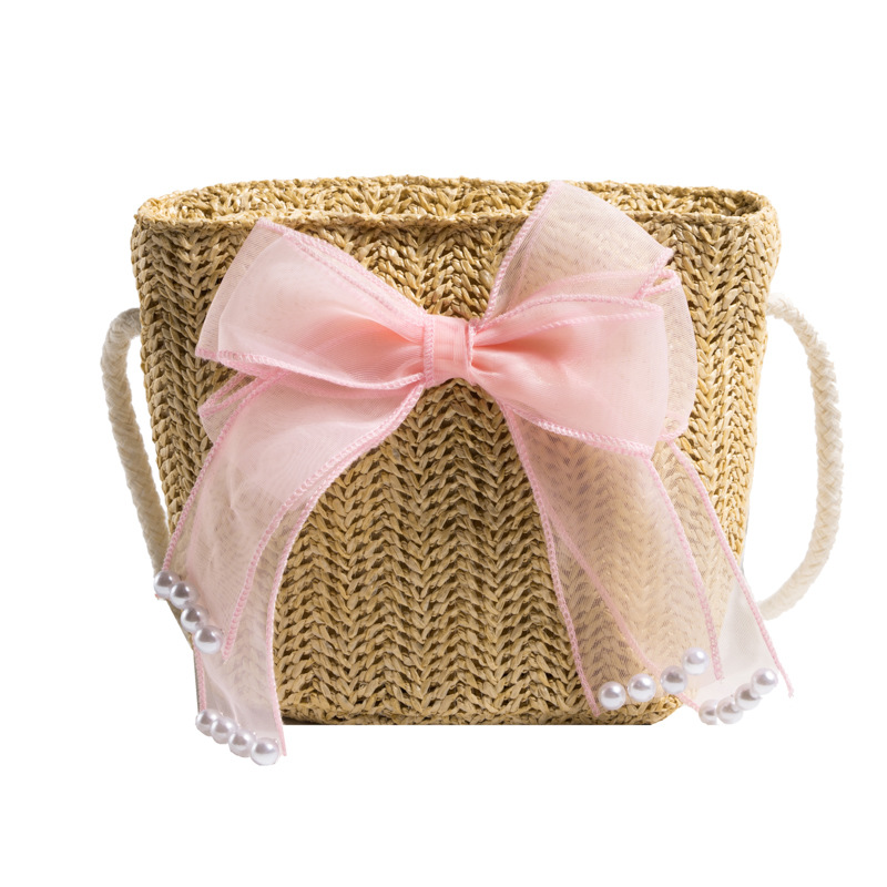 Bolsa pequeña para niños de estilo coreano verano niñas bolsa de paja moda bebé mini bolsa de mensajero para niñas bolsa de playa al aire libre