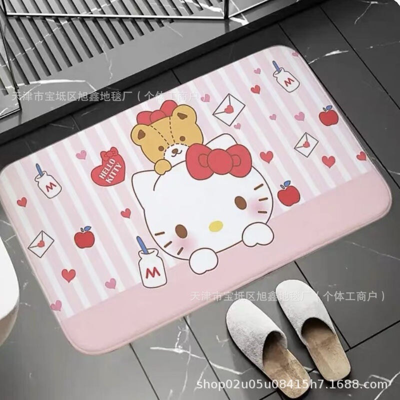 クロスボーダー Amazon 漫画 kt 猫浴室フロアマットフランネルキッチンドア滑り止めフットマットはラベルで発送できます|undefined