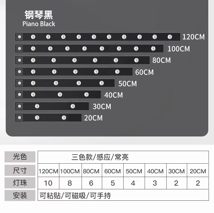 Piano black (three-color dimming)