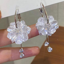 2025年新款气质时尚法式复古浪漫镂空锆石花蕊花朵高级感耳环爆款