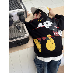 秋装韩版时尚后背错位卡通印花儿童长袖休闲宽松男女童卫衣百搭