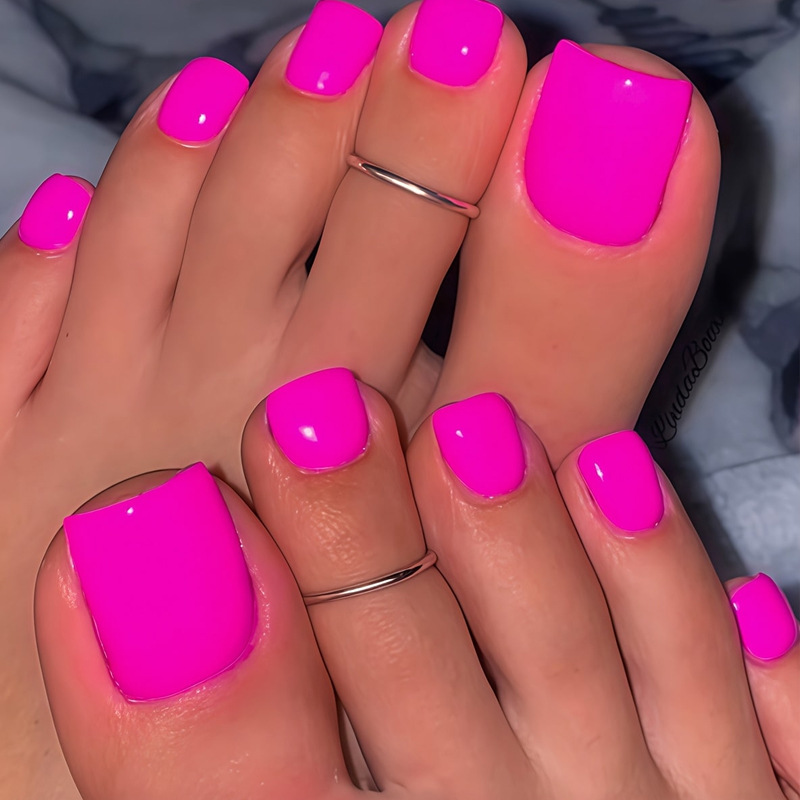 European and American Cross-Border Hot-Selling Rose Red French Wearable Nails, White Solid Color Sweet Toenails, Wearable Nails and Toenails