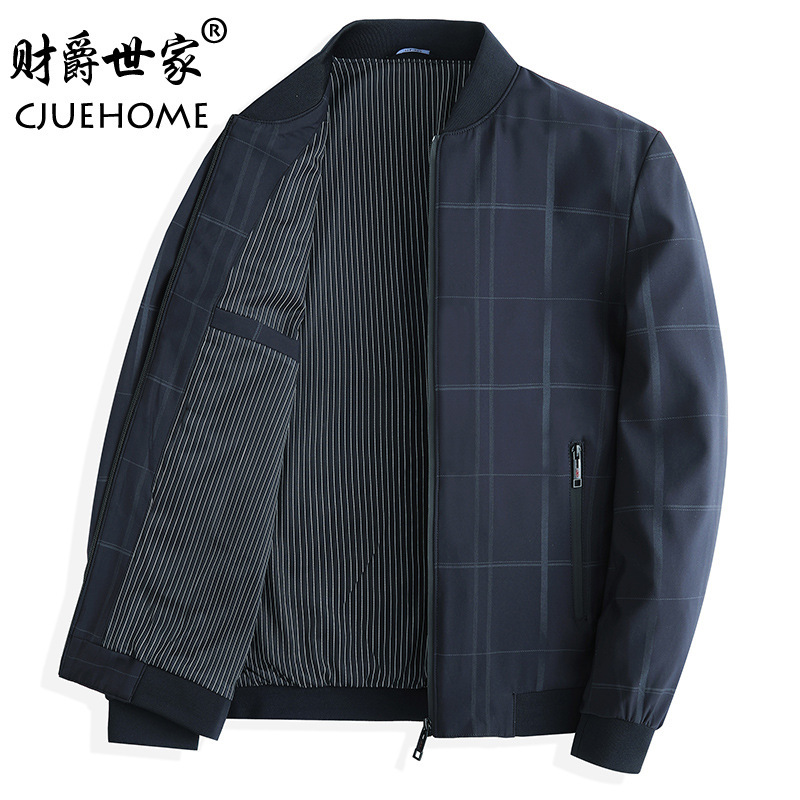 2023 재킷 격자 무늬 재킷 봄과 가을 아빠 자켓 새로운 겨울 캐주얼 중년 및 노인 남성