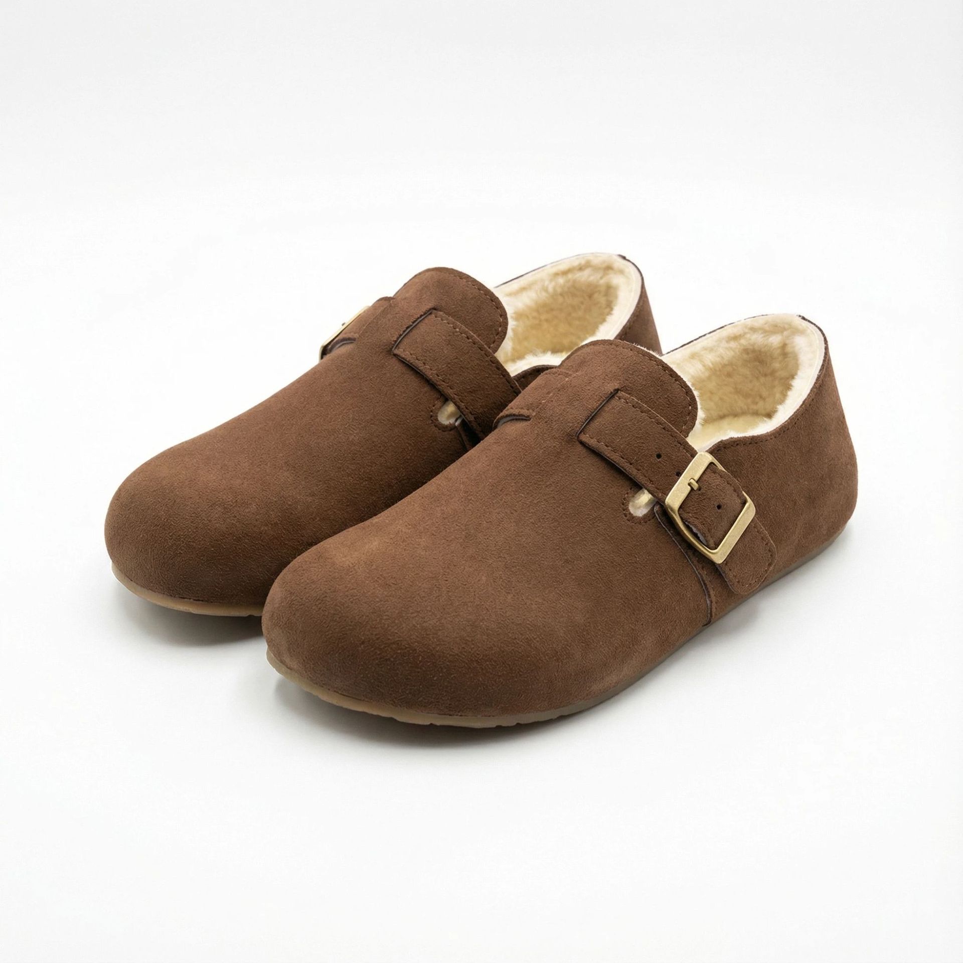 Zapatos retro de gamuza Boken para mujeres otoño y invierno de 2026 nuevos zapatos de pelusa de color sólido zapatos casuales de mujer