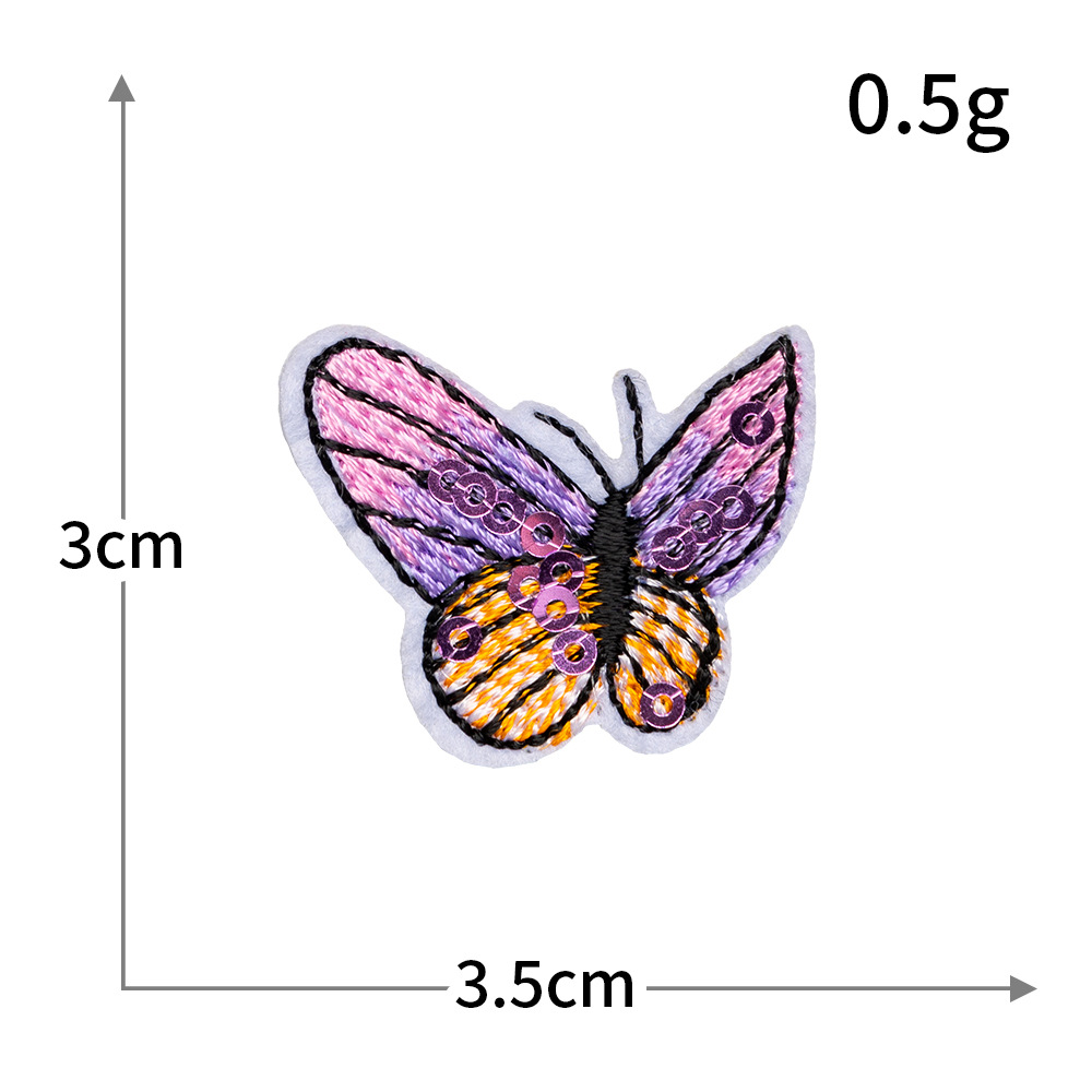 Bordado por computadora de tamaño pequeño, abeja, mariposa, pez, velero, bordado, pegatinas de tela, ropa sin costura, parches rotos, accesorios de ropa
