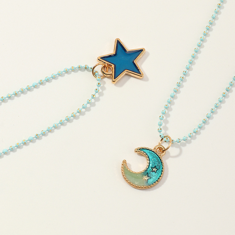 Collier Double Couche Étoiles De La Mode Et Lune display picture 4