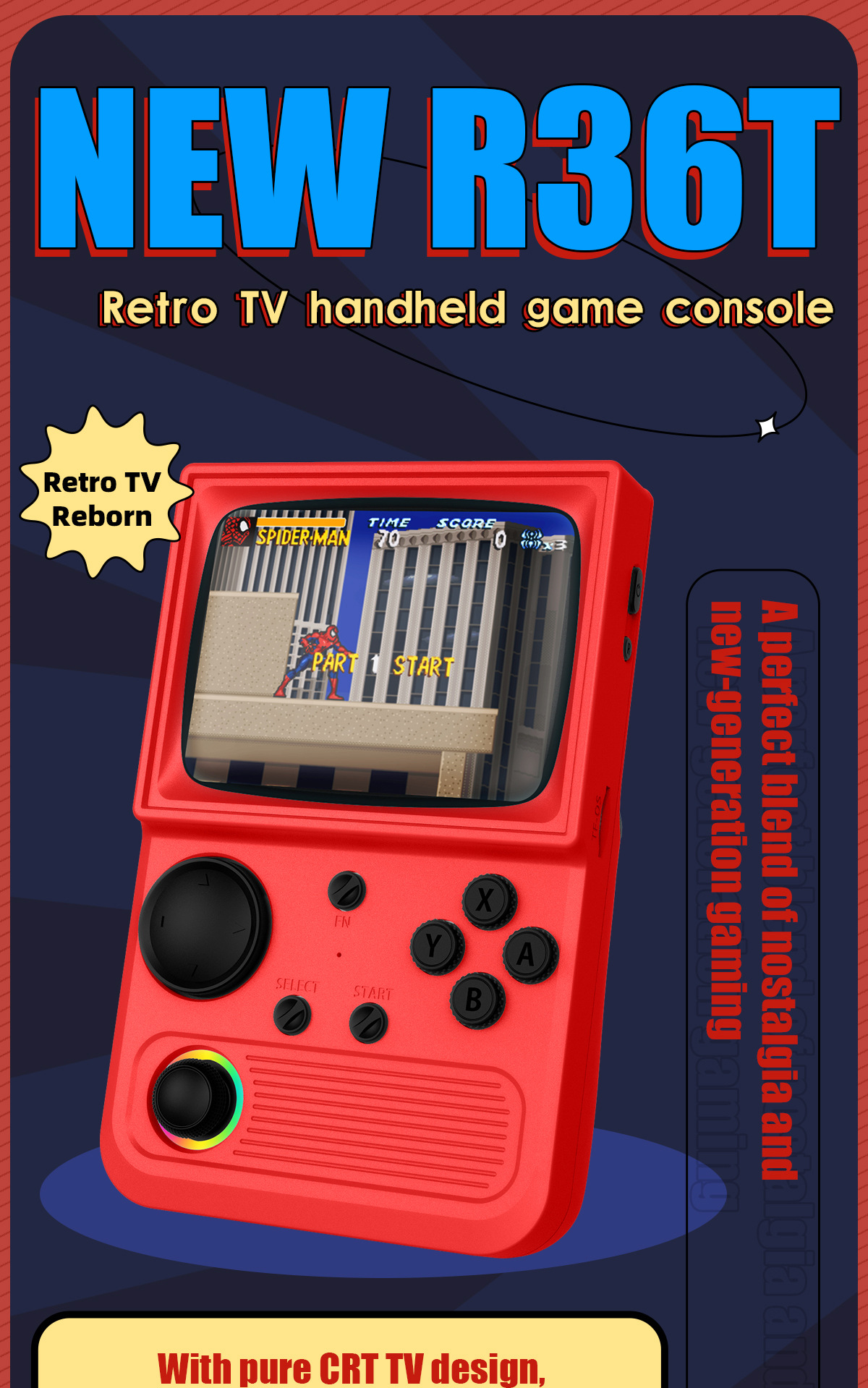 2025 Nuova console portatile R36T compatibile con WiFi, stile retrò arcade, per due giocatori online._voghion.com