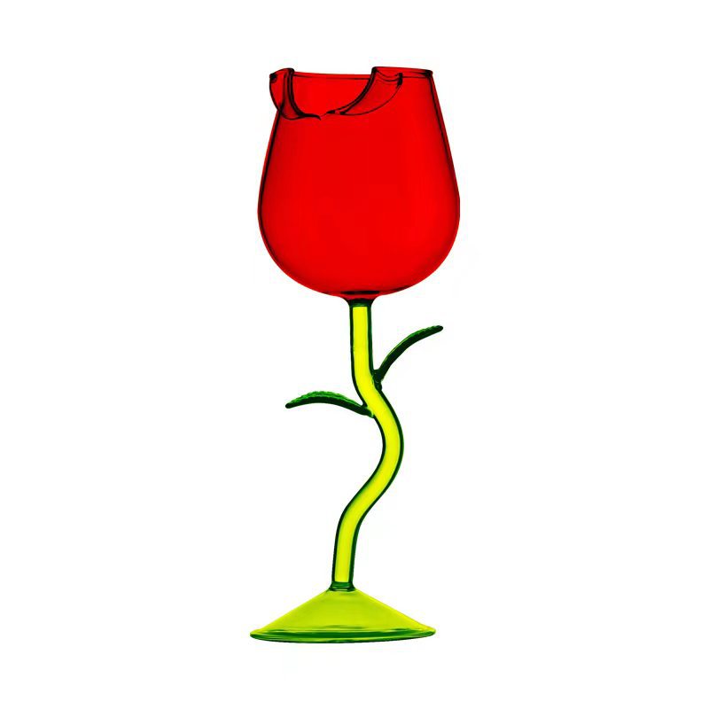 Día de San Valentín romántico Rosa doble copa de vino tinto vidrio de borosilicato creativo copa de champán de cristal de dos piezas