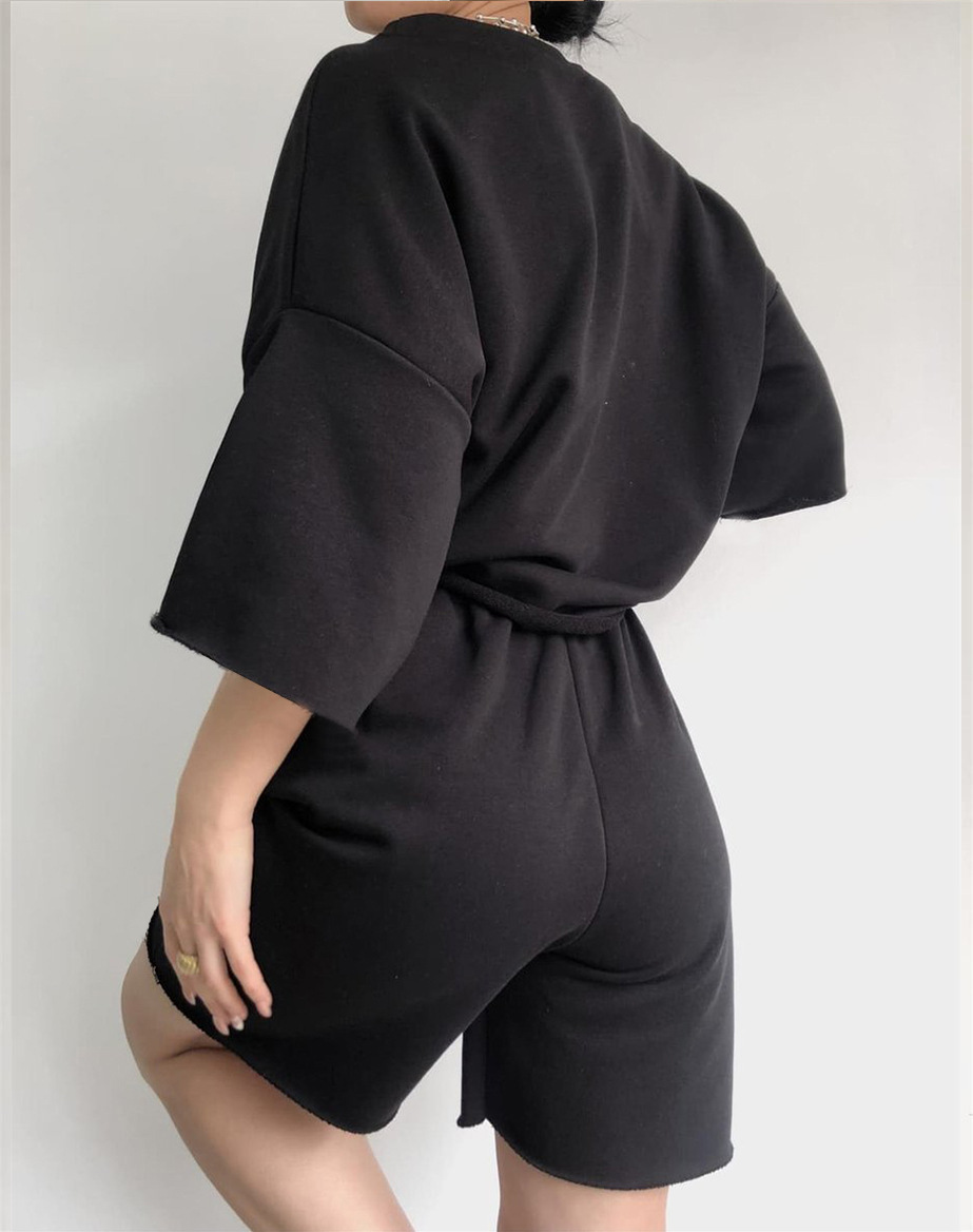 455g Weight 3/4 Length Sleeve Sleeve Length Cotton Blend, Polyester Fabric Type Shorts Co-ord Set Sets Type 2 Pieces Set Quantity Daily Occasion Round Neck Neckline Loose Fit Type Solid Color Pattern Summer, Spring Season Women's Gender Streetwear Style Daily Women's Streetwear Solid Color Cotton Blend Polyester Shorts Co-ord Set Shorts Sets 12