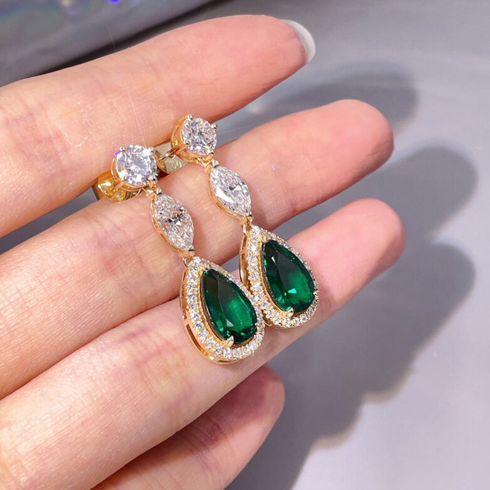 Cao Shi Palace Feng Shui Drop Earrings Elegant Grandmother Green Pear shaped Long Earrings Elegant Women's Accessories_voghion.com