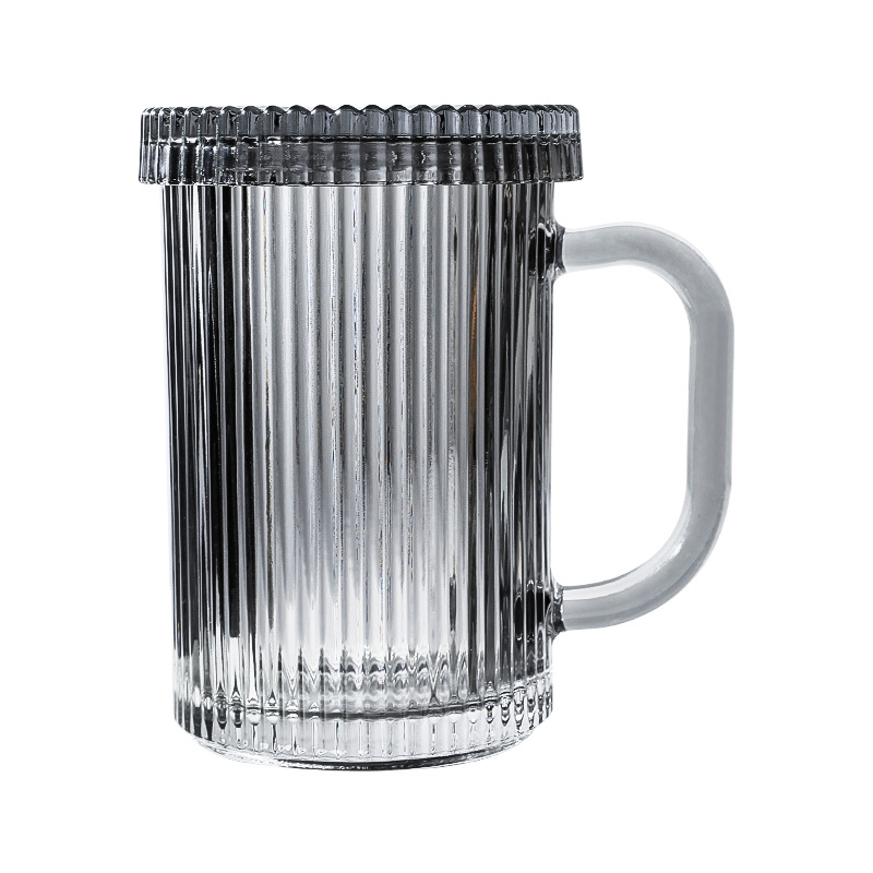 Inswind vertical taza de vidrio con tapa mango taza de menú taza de agua de alto valor de cara taza de desayuno de leche taza de bebida