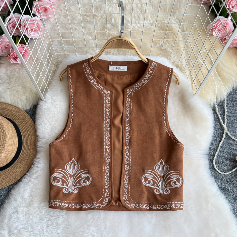 Niche Retro Heavy Embroidery Waistoutwear Jacket for Women Summer 2025 Summer Style Versatile Outer Vest Vest