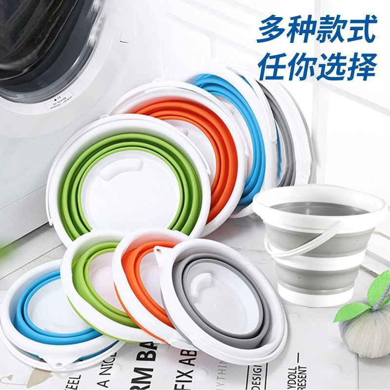 Folding art big handheld travel silicone bucket for car for fishing