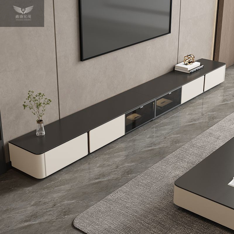 Italia minimalista negro tabla de roca super larga piso gabinete de televisión mesa de té gabinete moderno lujo pequeño y ligero sala de estar doméstica image 1