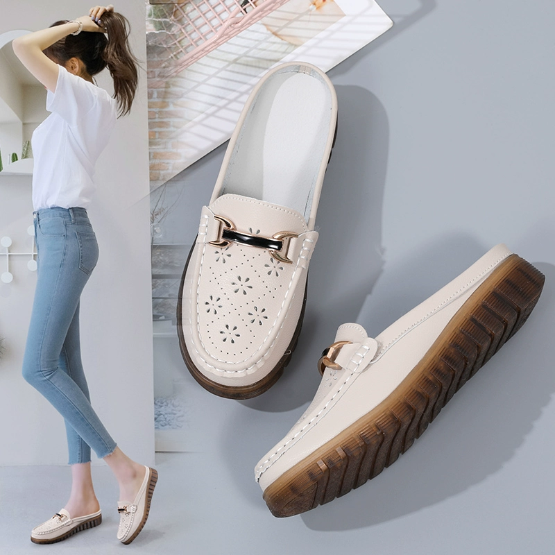 Летние женские туфли-бини на мягкой подошве, полусапожки на мягкой подошве с полой подошвой, сандалии с носком для ленивой мамы.