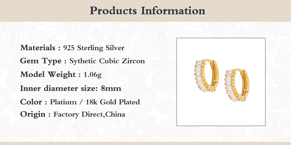 3g Weight 925 Sterling Silver Ear Needle Material Zircon Inlay Material Earrings Classification 1 Pair 925 Sterling Silver Zircon Geometric Earrings