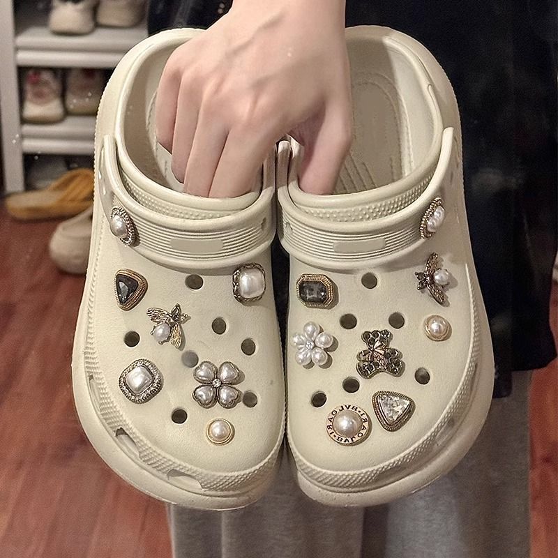 レトロな宮殿スタイルの新しい DIY メタル風ダイヤモンドパール取り外し可能な装飾下駄靴花靴バックル|undefined