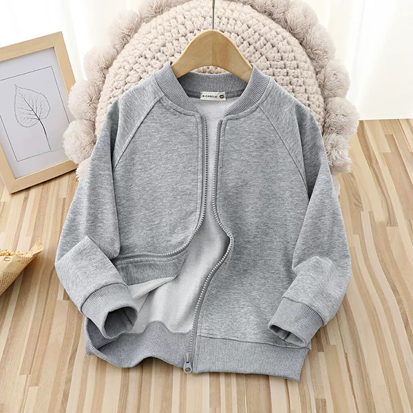 Girls and Kidsren's Clothing Boys Spring & Fall Baseball Uniform Jacket Spring New Medium and Large Kidsren's Sports Tops Pure Color
