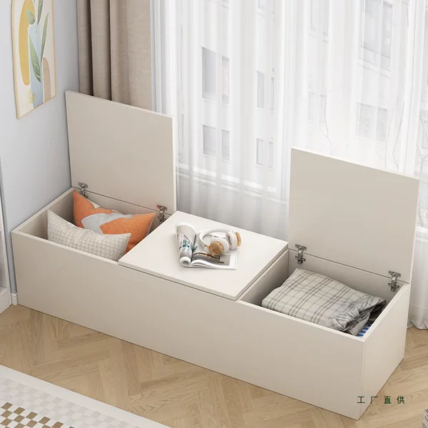 Bay window storage cabinet with flip-up doors, tatami cabinet, kang cabinet, storage cabinet for window space utilization, floor cabinet