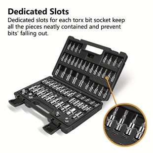64-Piece Press-Fit Joint Set 3/8, 1/4, 1/1 2inch Drive Torque Drill Bit Sleeve and External Twist