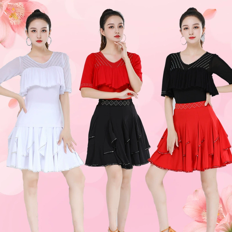 Jet Ba Four Dance Шоу Костюм Тренировочная одежда 2024 Новый женский взрослый Горячий Алмазный Танцевальная рубашка с короткими рукавами