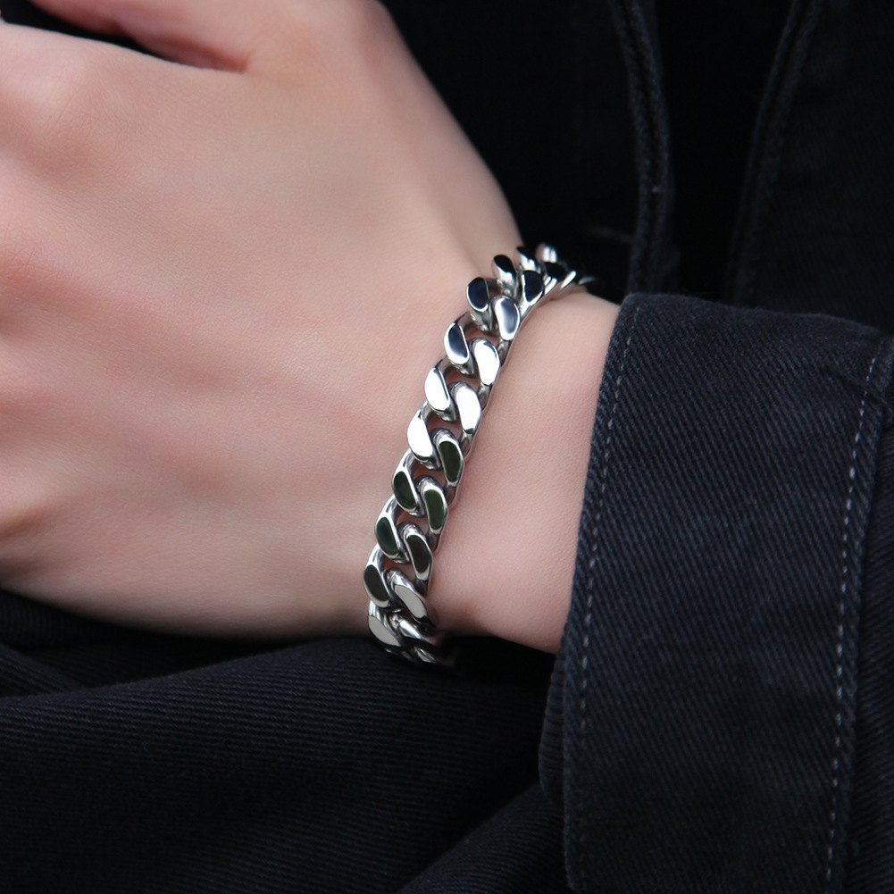 68g Weight Bracelets Classification 316L Stainless Steel Chain Material 1 Piece Quantity Holiday, Daily Occasion 316L Stainless Steel Material Geometric Pattern Men's Gender Simple Style Style Waterproof Non Tarnish, Surgical Steel Craft Simple Style 316L Stainless Steel  Geometric Men's Chain Bracelets 14