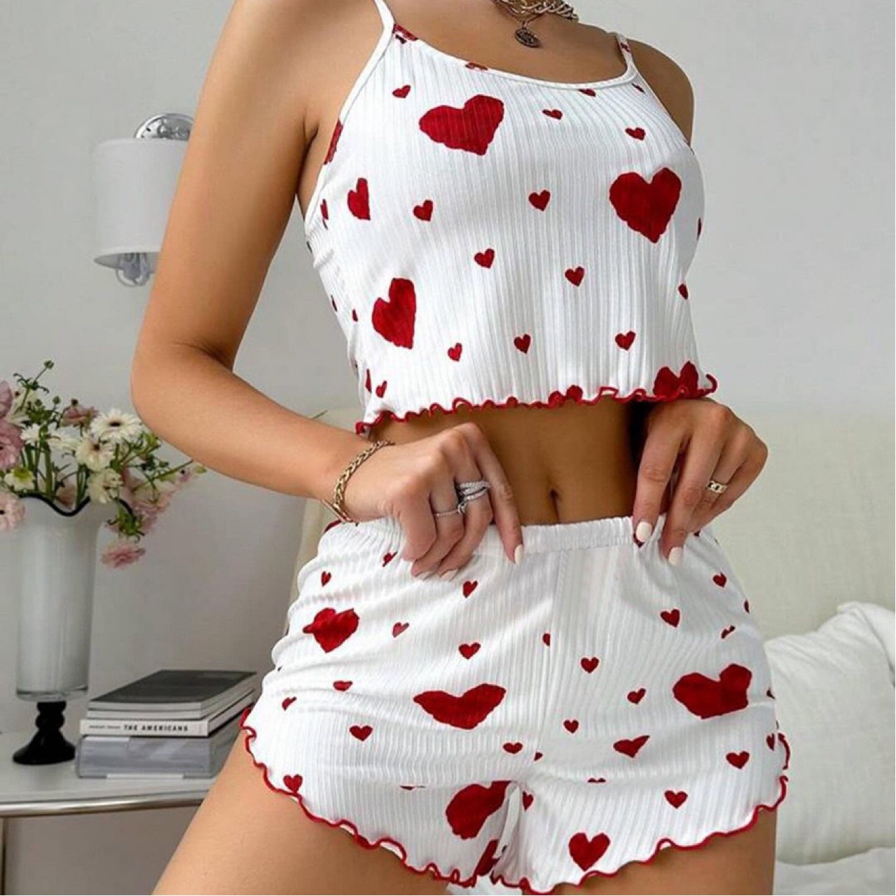ChicShe Cross-Border Hot Sale 2024 Summer New Sleeveless Camisole European And American Style Ribbed Heart Print Pure Desire_voghion.com