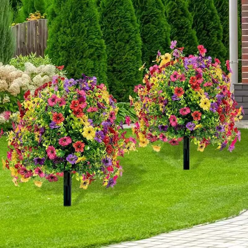 ネットで人気の紫の花の造花、人工ユーカリ、家の装飾や屋外の装飾に、自由に花や草と組み合わせることができます。|undefined
