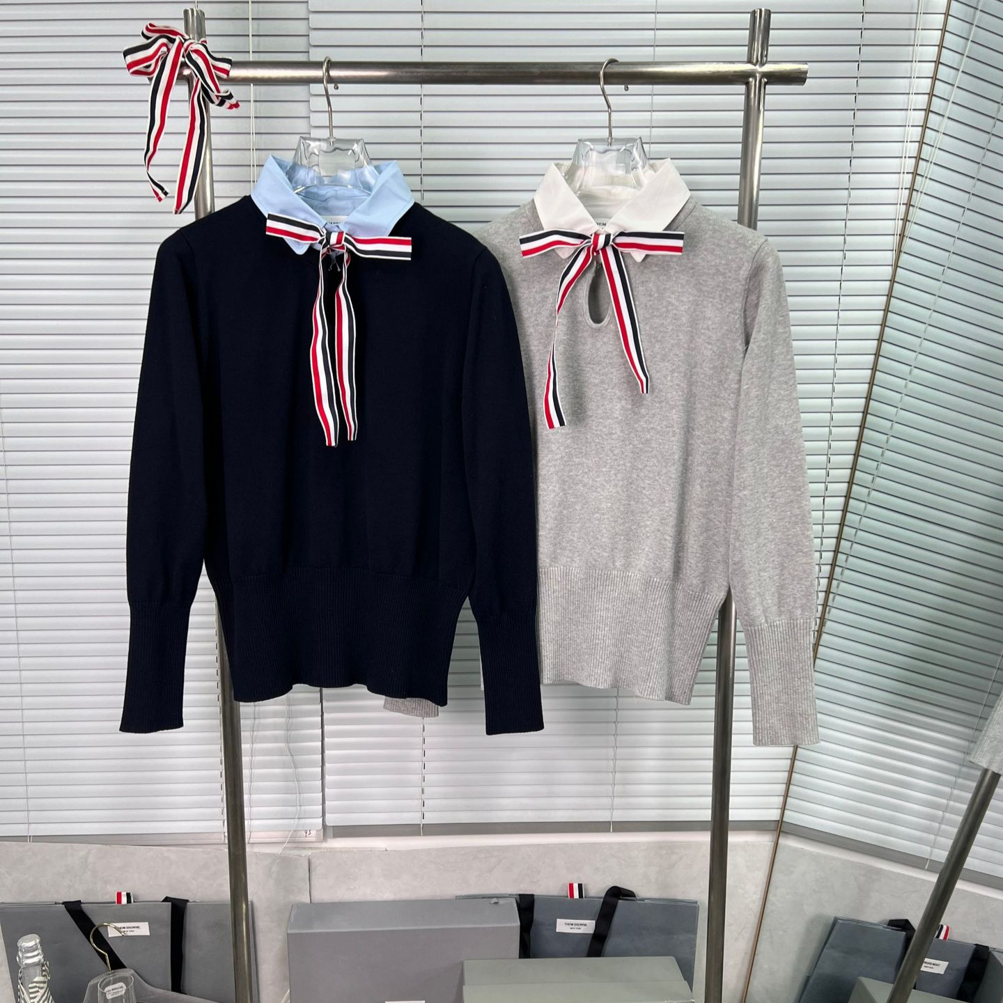 Factory direct sales of high-quality spring and autumn preppy style bow tie collar wool knit sweater