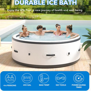 Cross-Border Inflatable Massage Bathtub Round Hot Water Bath Spa Bathtub 4~6 People Bubble Spa Constant Temperature Swimming Pool
