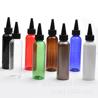 120ml尖嘴瓶pet透明挤压尖嘴盖塑料瓶挤压分配瓶调色染料瓶油墨瓶