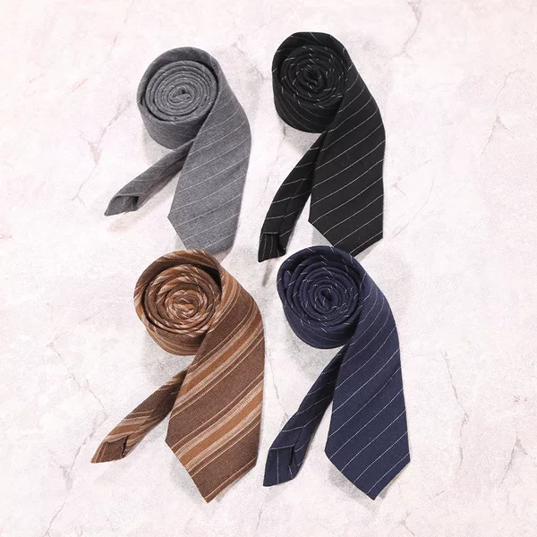 Casual Men's 6cm Gray and Black Diagonal Striped Cotton Hand-Tied Tie, Coffee Color 7cm Tie, Factory Wholesale in Stock