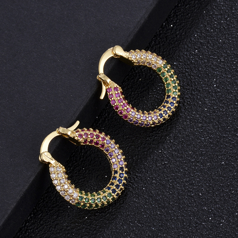 Wholesale Fashion Color Zirconium Geometric Earrings display picture 2