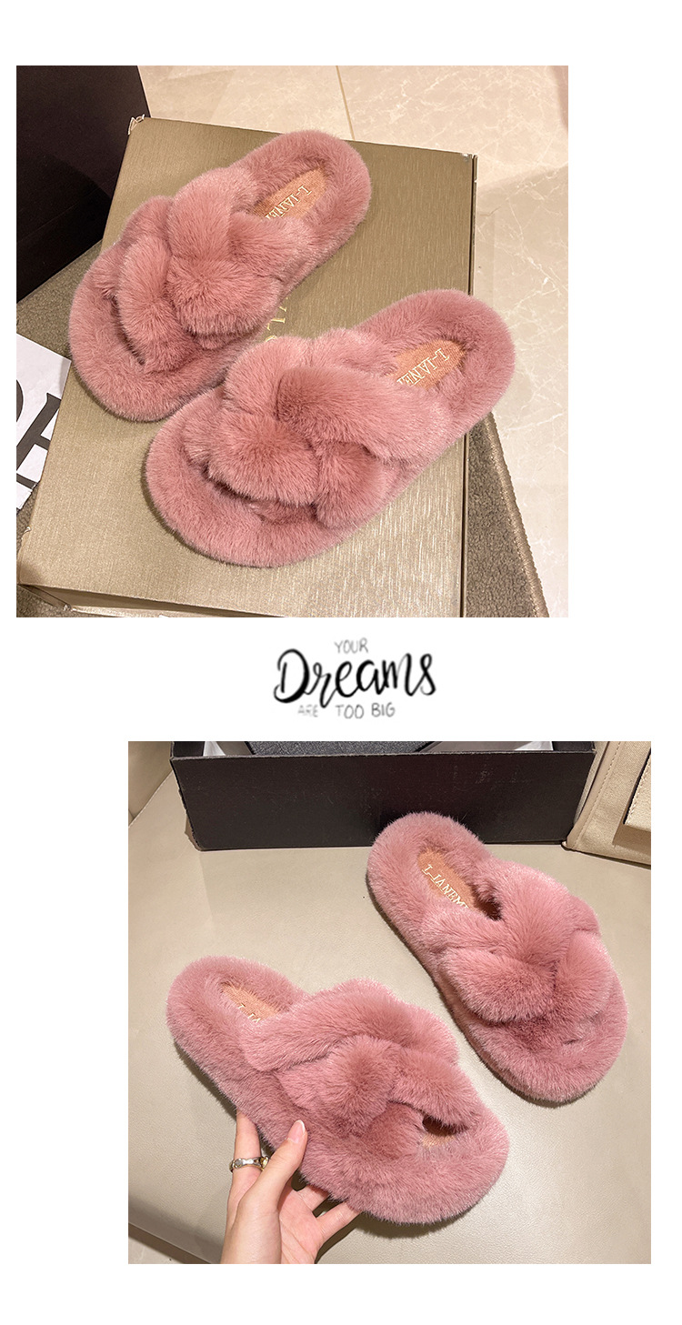 Una grande generazione di capelli, intrecci di pasta fritta, pantofole di peluche comode con suola spessa interna, pantofole di peluche in cotone_voghion.com