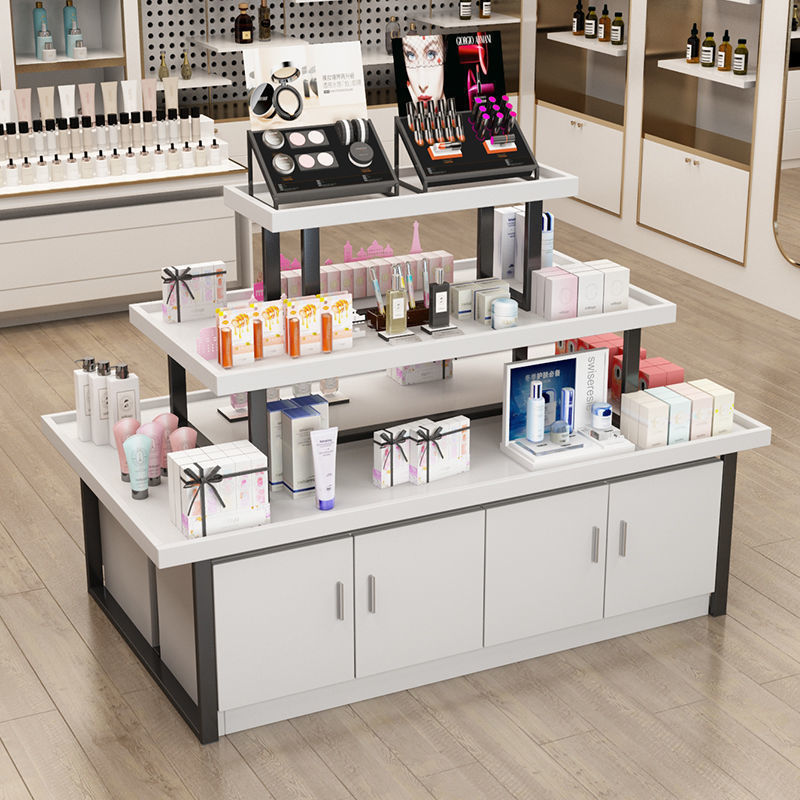 超市堆头促销流水台货架化妆品展示柜彩妆中岛台母婴文具店展示台