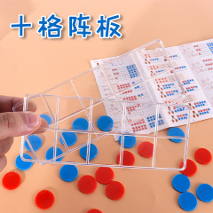 Ten-frame teaching aid for decomposing and composing numbers, enabling primary school students to practice addition and subtraction within 20 using the "make-ten" and "break-ten" methods.