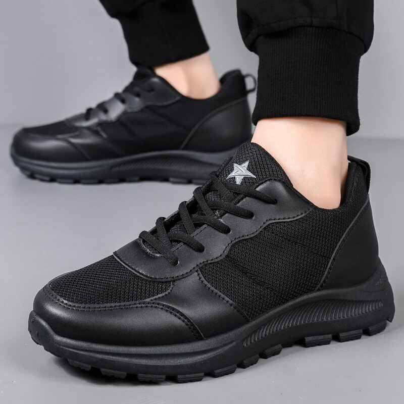2025 Men's New Training Shoes, Breathable Soft Sole, Wear-Resistant, Non-Slip, Black Physical Training Shoes, Labor Protection Shoes