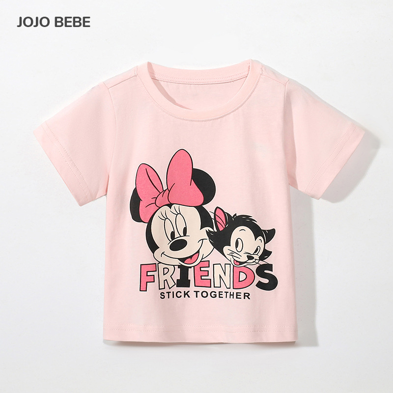 JOJOBEBE marca europea y americana ropa para niños verano nuevos niños Camiseta cuello redondo manga corta impresa de dibujos animados niños Camiseta de algodón
