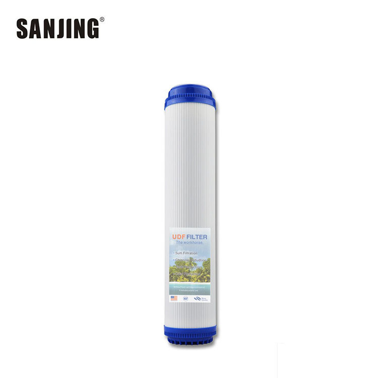 Venta al por mayor RO purificador de agua filtro UDF 20 pulgadas granular de carbón activado filtro GAC universal de eliminación de cloro purificador de agua elemento de filtro