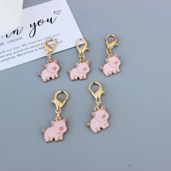 Cross-Border New Model Pink Pig Cute Cartoon Lobster Clasp Keychain Bag Accessory Small Lightweight Item Wholesale in Stock