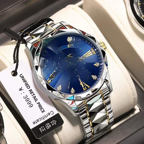 Binbond Genuine Men's Watch Waterproof Luminous Dual Calendar Watch Men's Quartz Watch Rhombus Pointed Glass