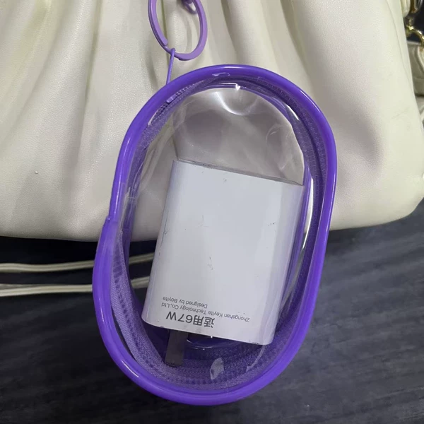 Purple transparent organizer bag, keychain, 3 size