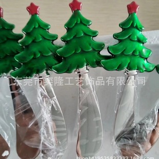 Green Christmas Tree Cream Knife Alloy Glue Christmas Tree Shape Cream Knife Christmas Element Butter Knife Wholesale